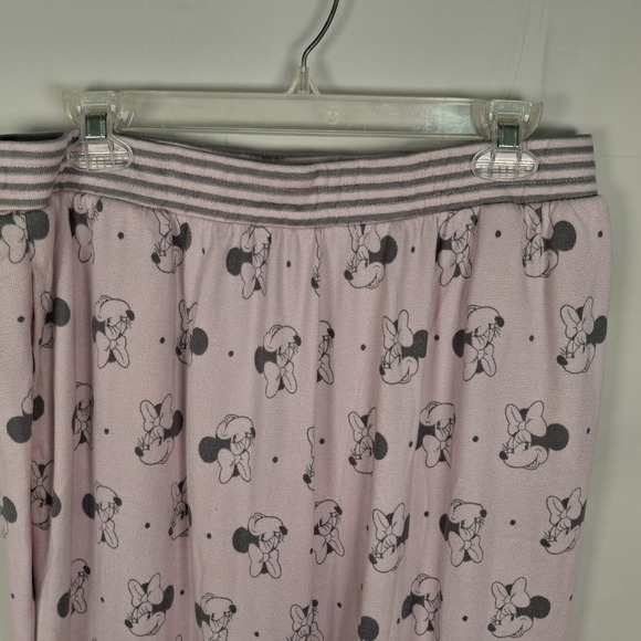 Disney Pajama Outfit Pink Gray XL Minnie Mouse Top & Jogger Pants Stretch - Picture 7 of 13